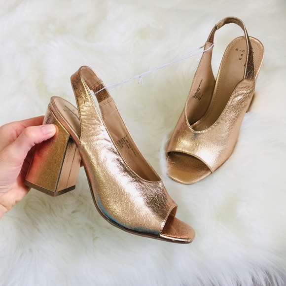 a new day | Shoes | New Rose Gold Peep Toe Slingback Back Heels | Poshmark